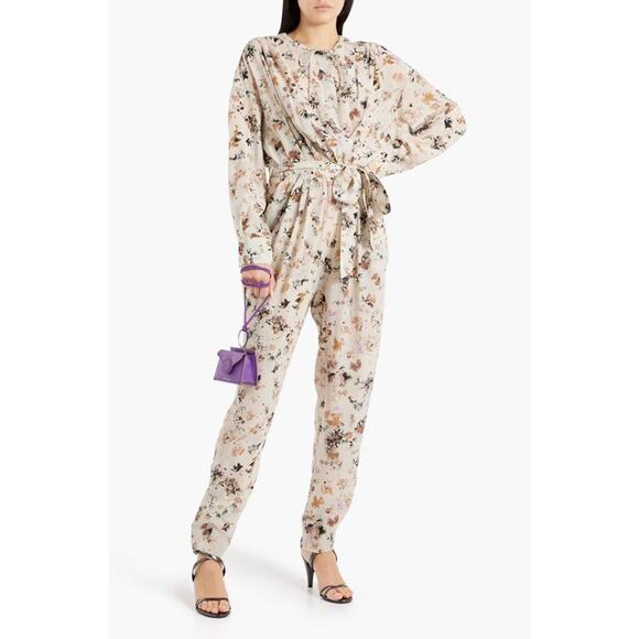 Iro Mattai Floral Print Wrap Effect Long Sleeve Belted Jumpsuit